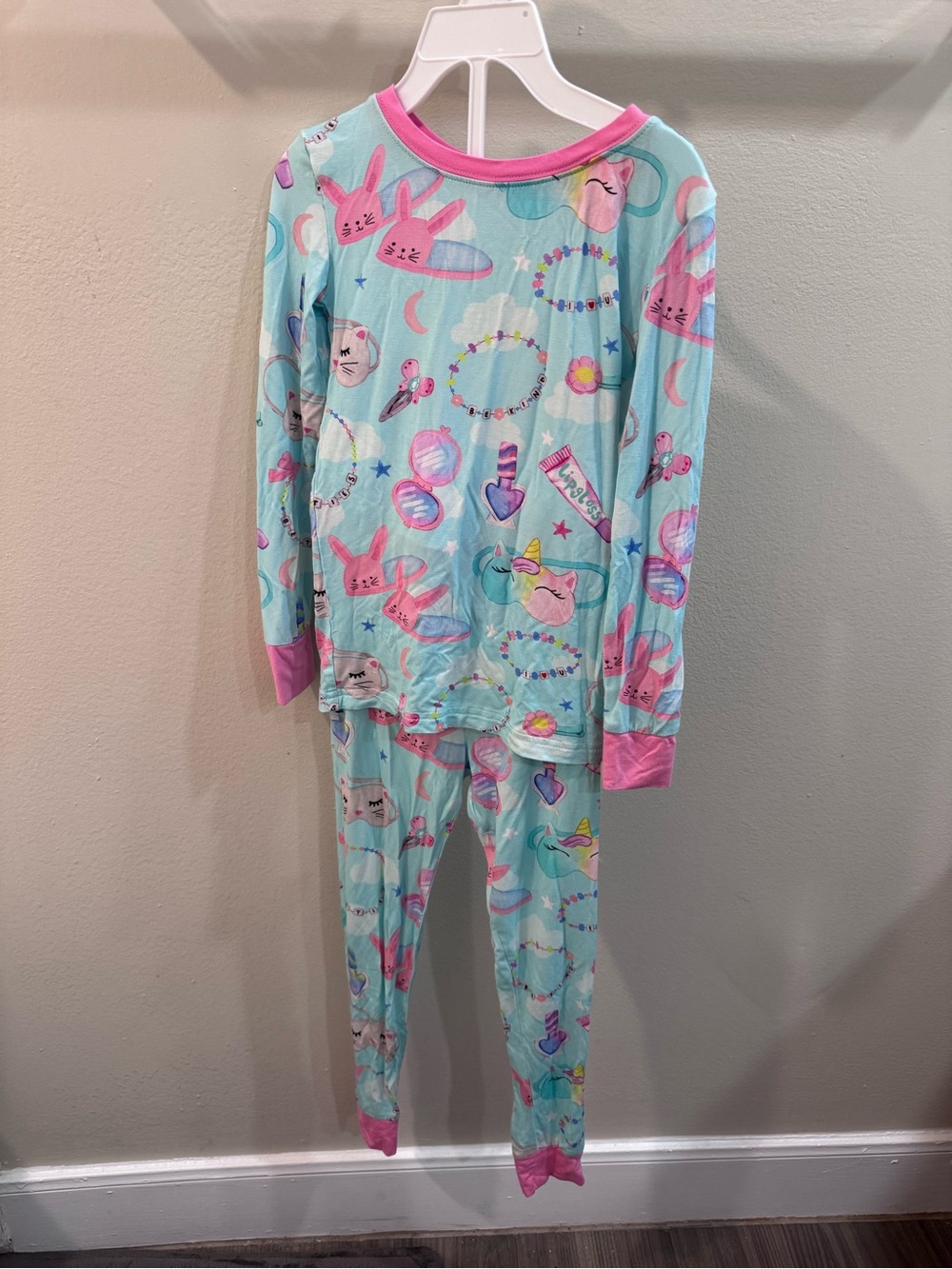 Little Sleepies Girls' Mint & Pink Bunny Print Pajama Set - NWOT